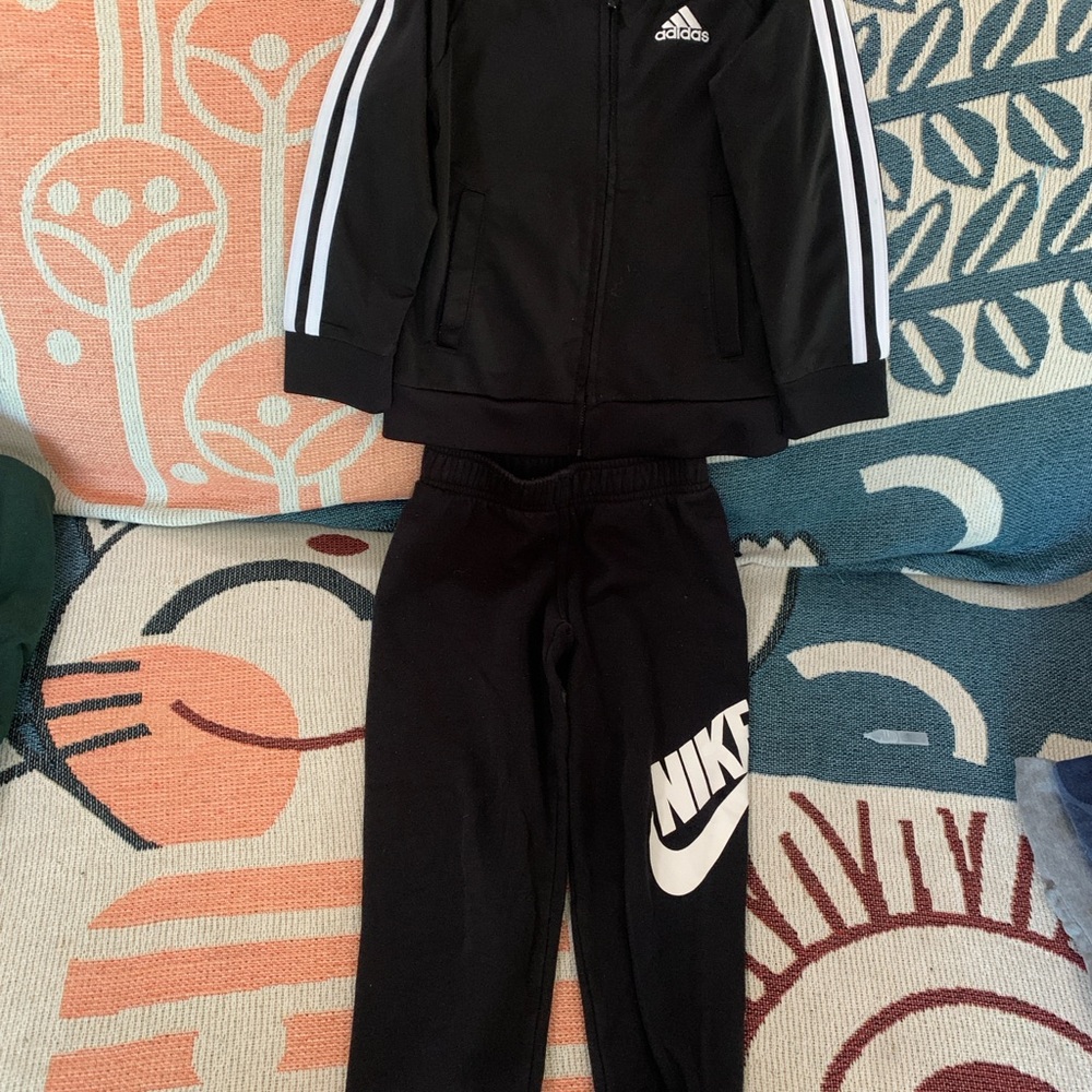 Adidas kids Zipper Tops and Nike Kids Black Track Pants